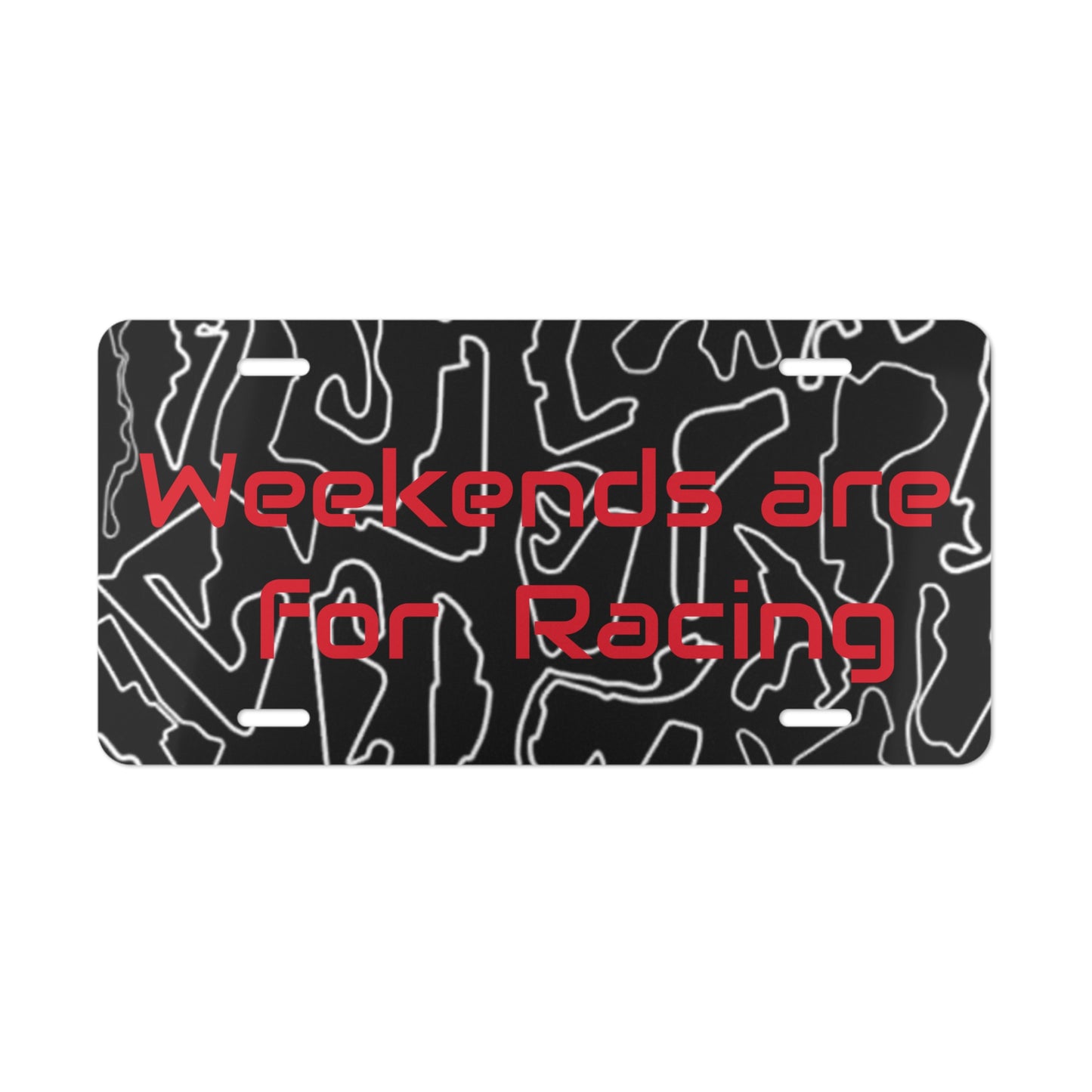 Quirky Racing Vanity Plate - "Weekends are for Racing" Metal Decor